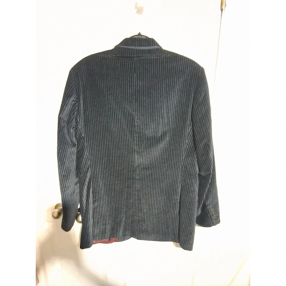 Ted Baker Endurance‎ Blk Pinstripe Mens size 40L Velour Two-Button Preppy Blazer